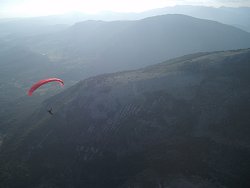 Andy flying past Andrew high above Lachans